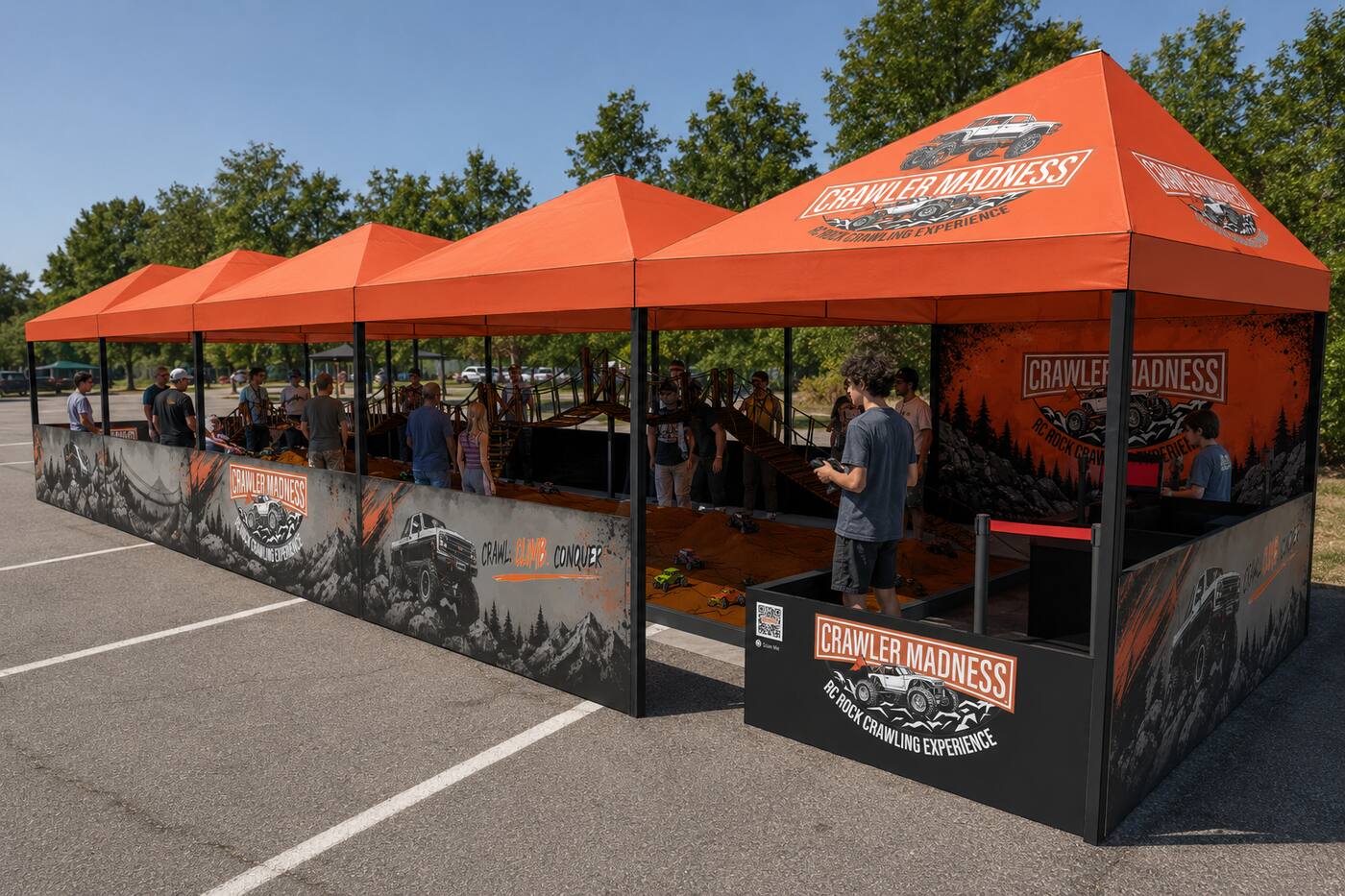 The five-tent run — two courses across four tents, pit tent on the end. (photo 1 of 5)