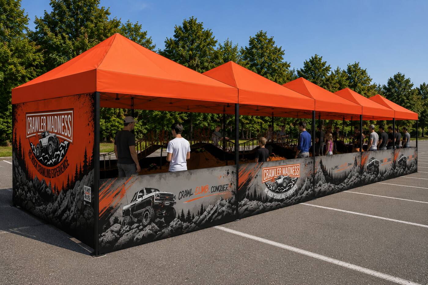The five-tent run — two courses across four tents, pit tent on the end. (photo 2 of 5)