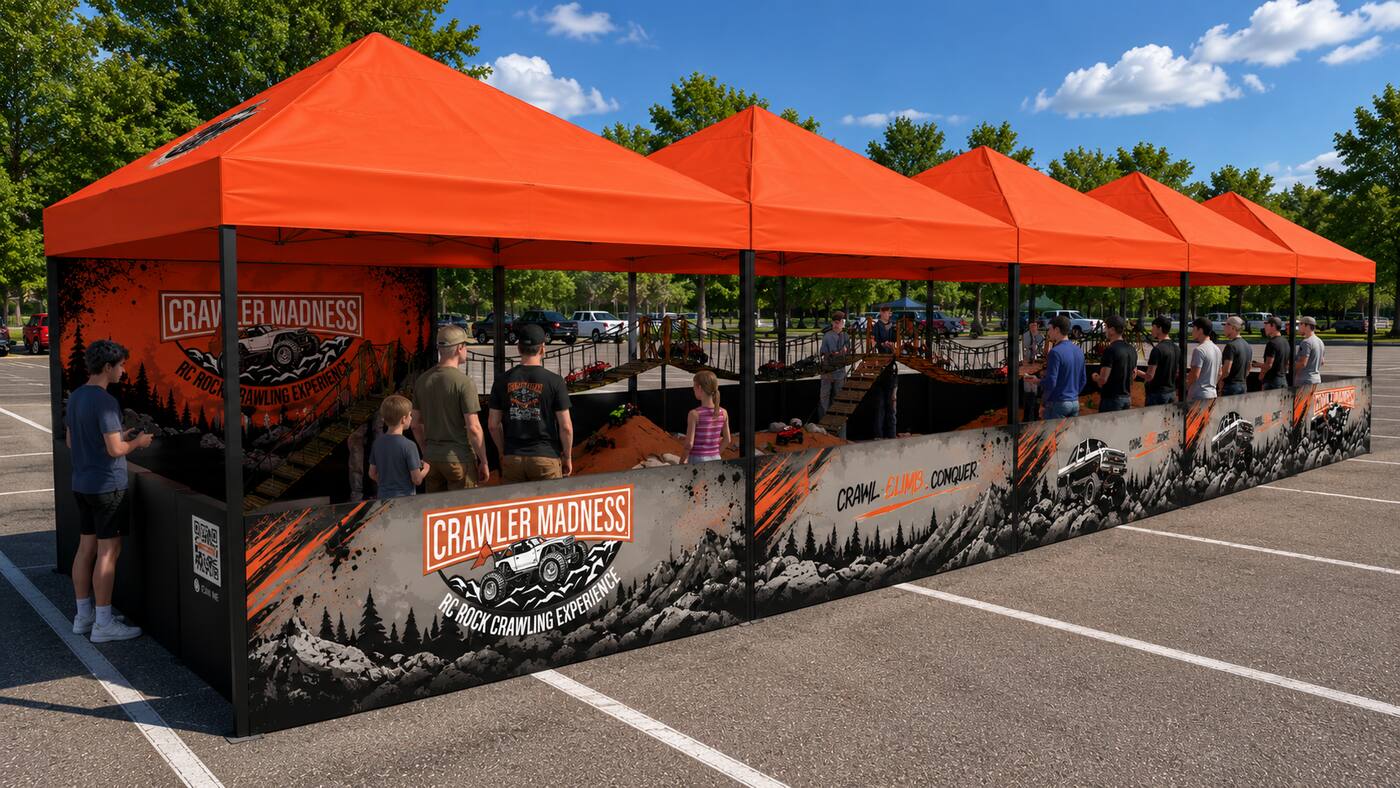The five-tent run — two courses across four tents, pit tent on the end. (photo 5 of 5)